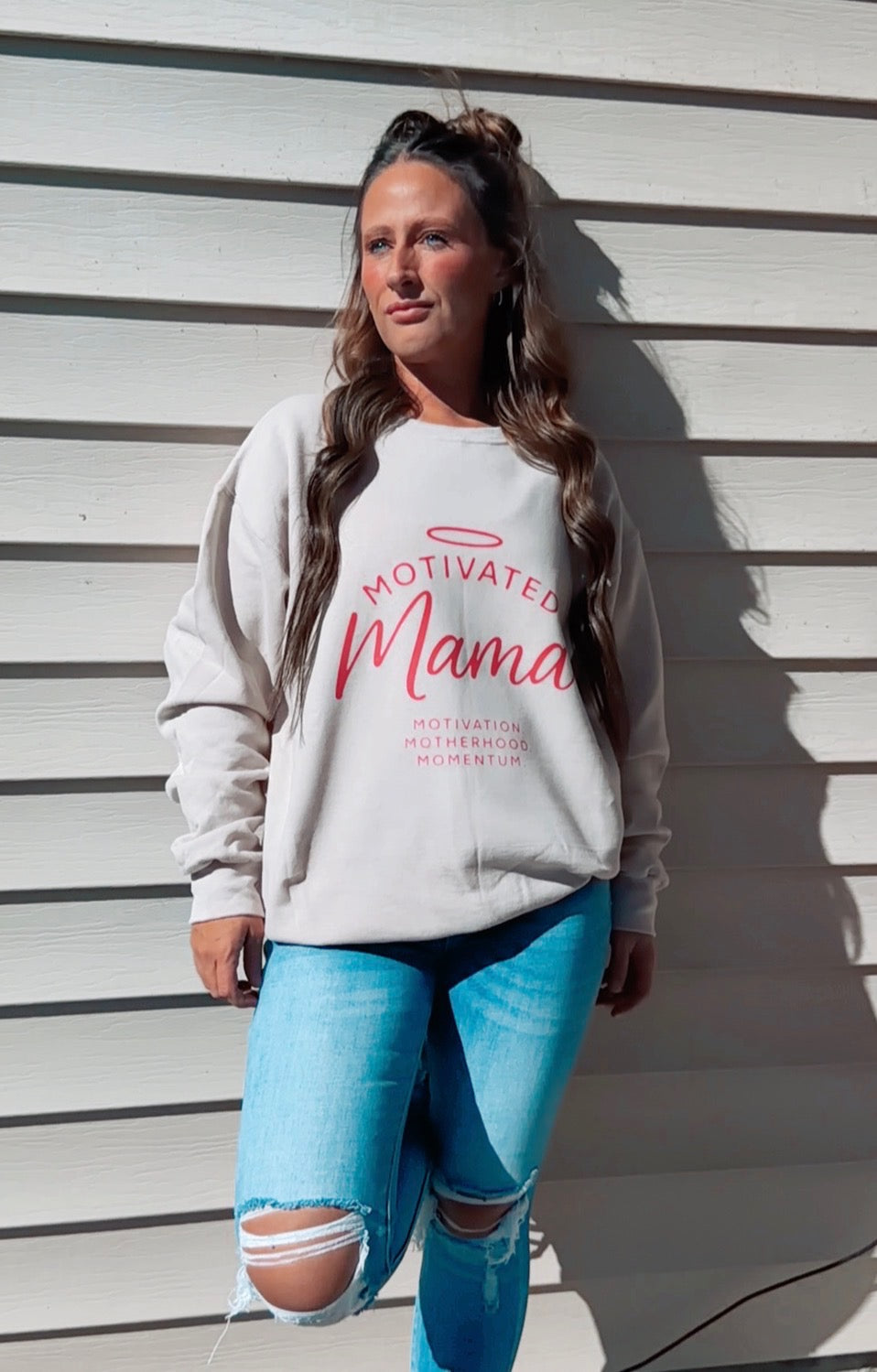 Motivated Mama Crew Necks - Tan