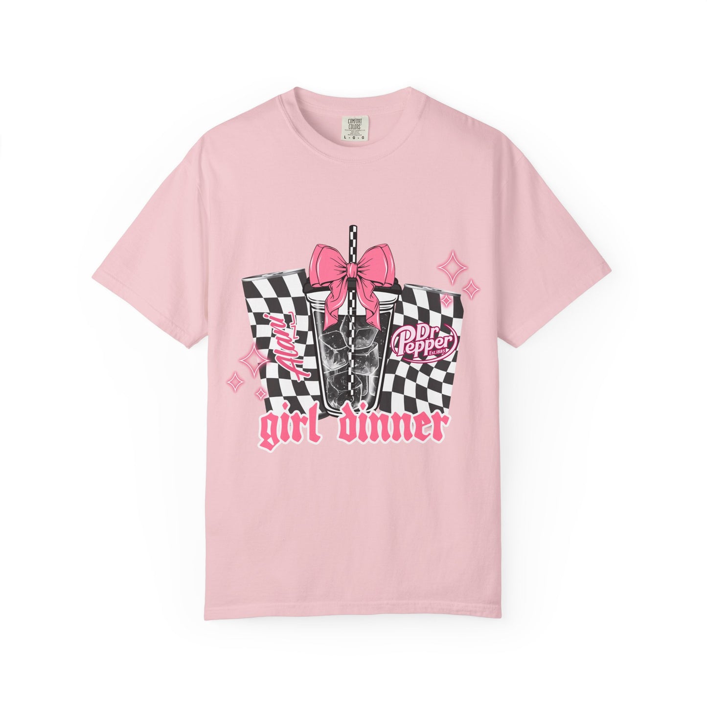 Girl Dinner T‑Shirt — Pink Retro Soda Graphic Tee