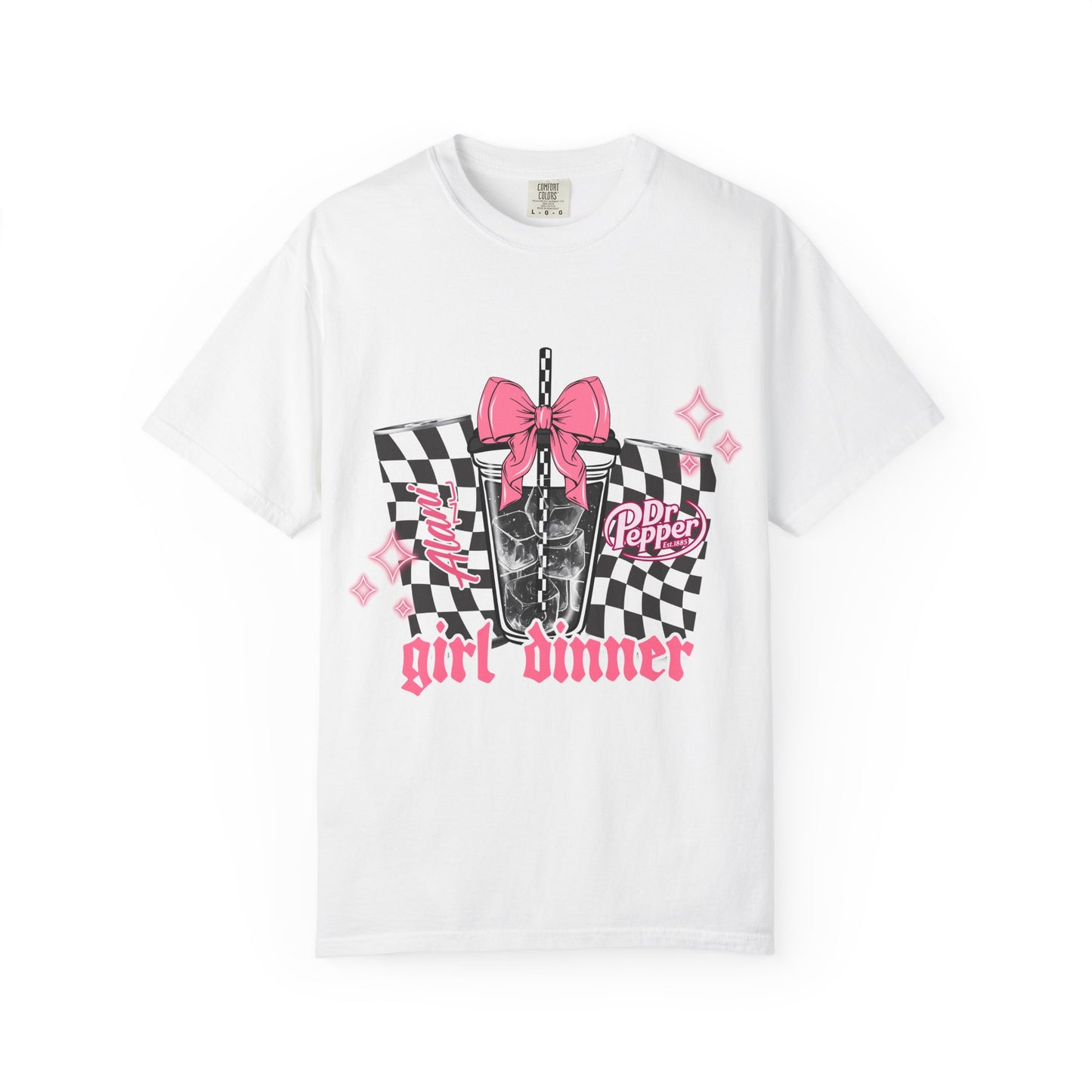 Girl Dinner T‑Shirt — Pink Retro Soda Graphic Tee