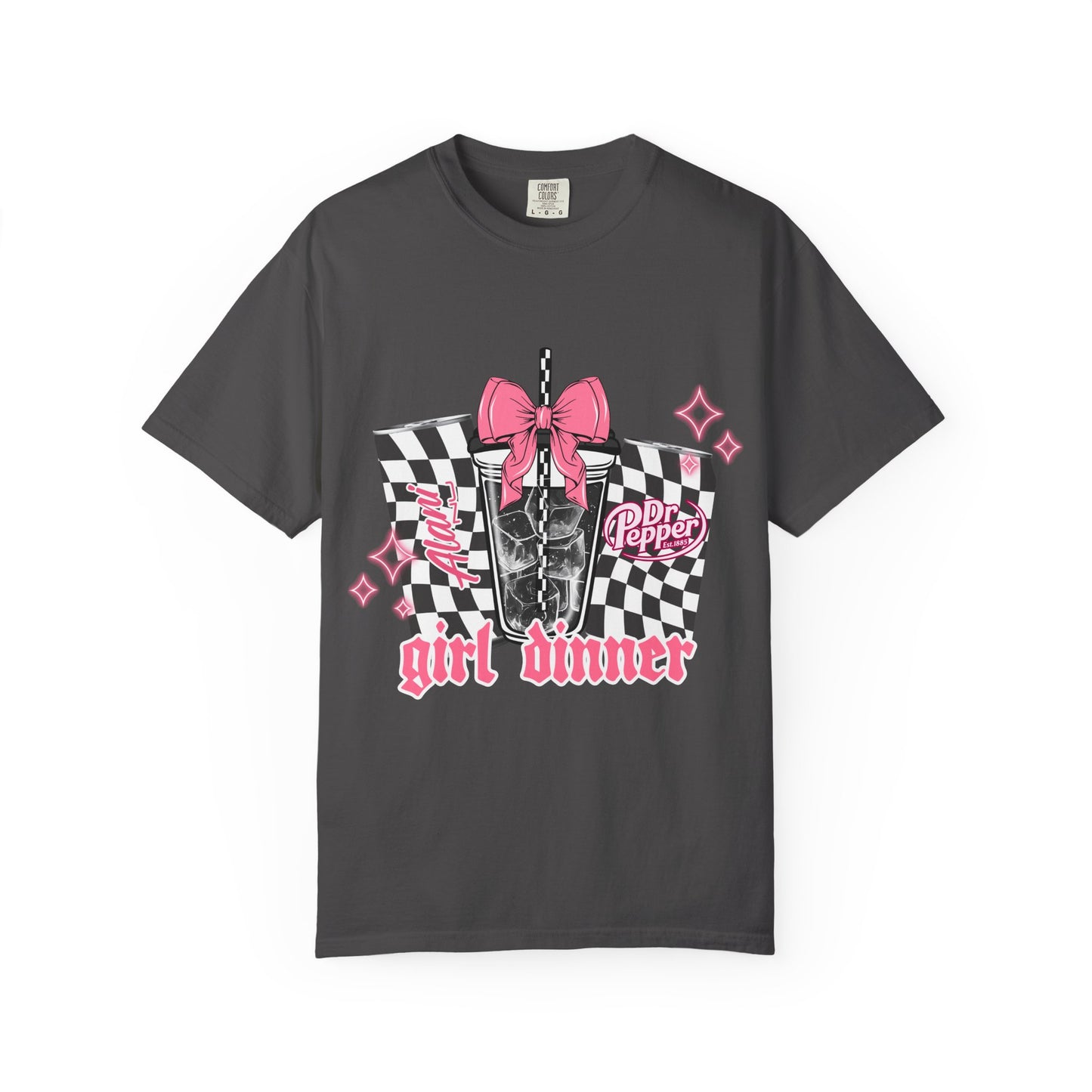 Girl Dinner T‑Shirt — Pink Retro Soda Graphic Tee