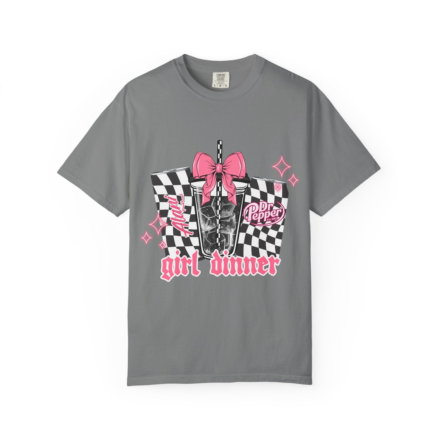 Girl Dinner T‑Shirt — Pink Retro Soda Graphic Tee