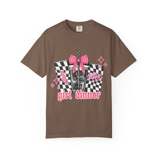 Girl Dinner T‑Shirt — Pink Retro Soda Graphic Tee