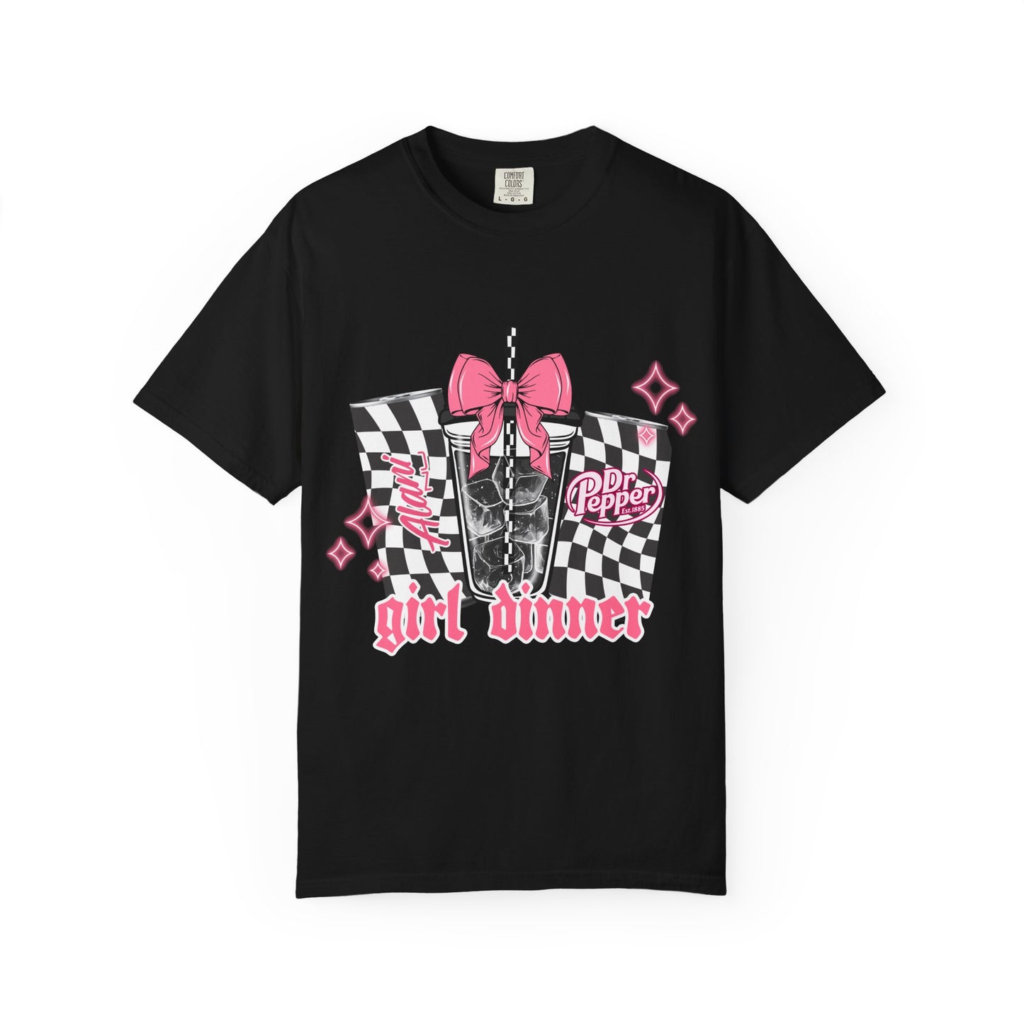Girl Dinner T‑Shirt — Pink Retro Soda Graphic Tee